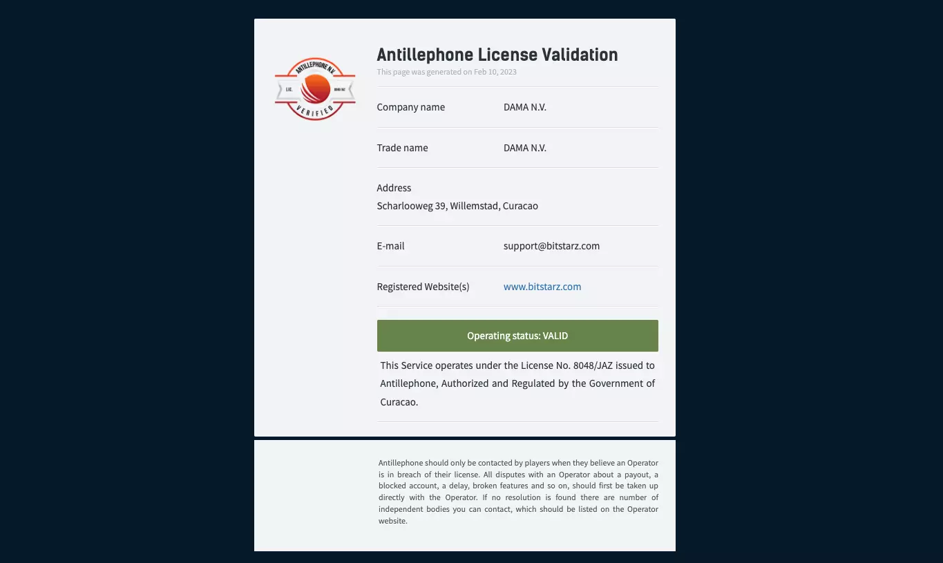 Лицензия онлайн казино Bitstarz