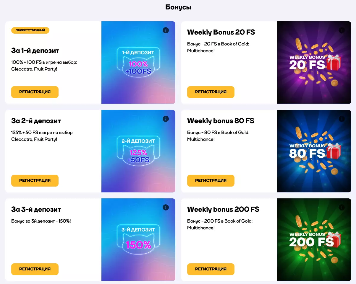 Бонусы Cat Casino